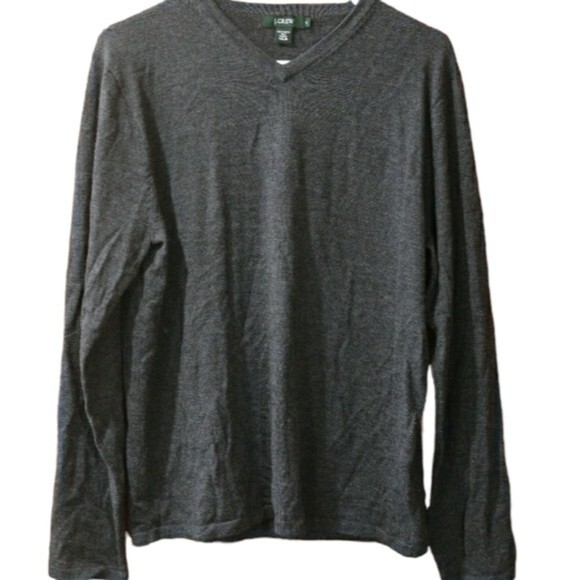 Jcrew Gray Merino Wool Vneck Sweater Medium - Picture 1 of 10